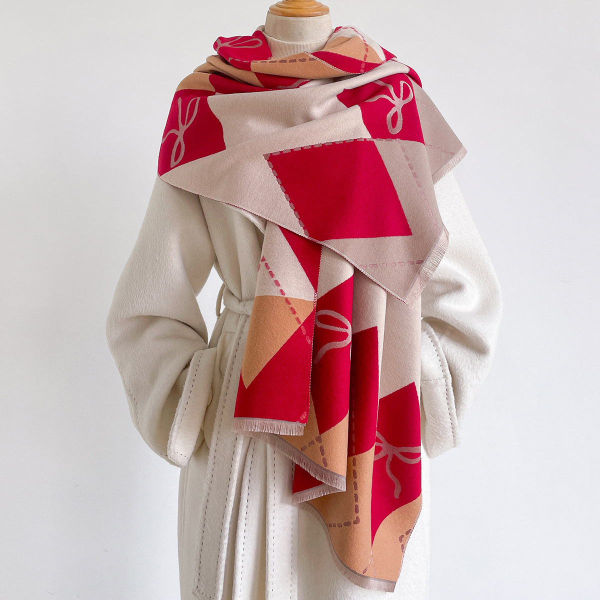 Pashmina Wrap Large - Damski szal z imitacji kaszmiru z