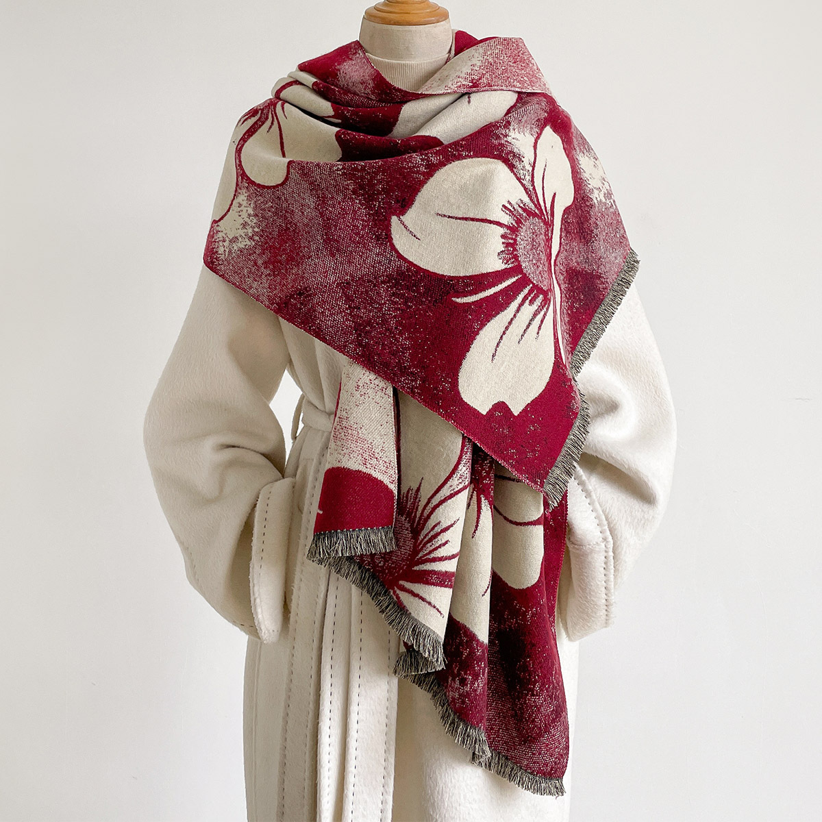 Pashmina Wrap Large - Damski szal z imitacji kaszmiru z