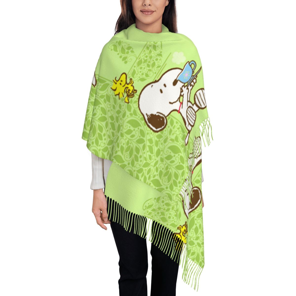 Damski szal z frędzlami, wzór  – Pashmina Wrap Large recenzja i cena