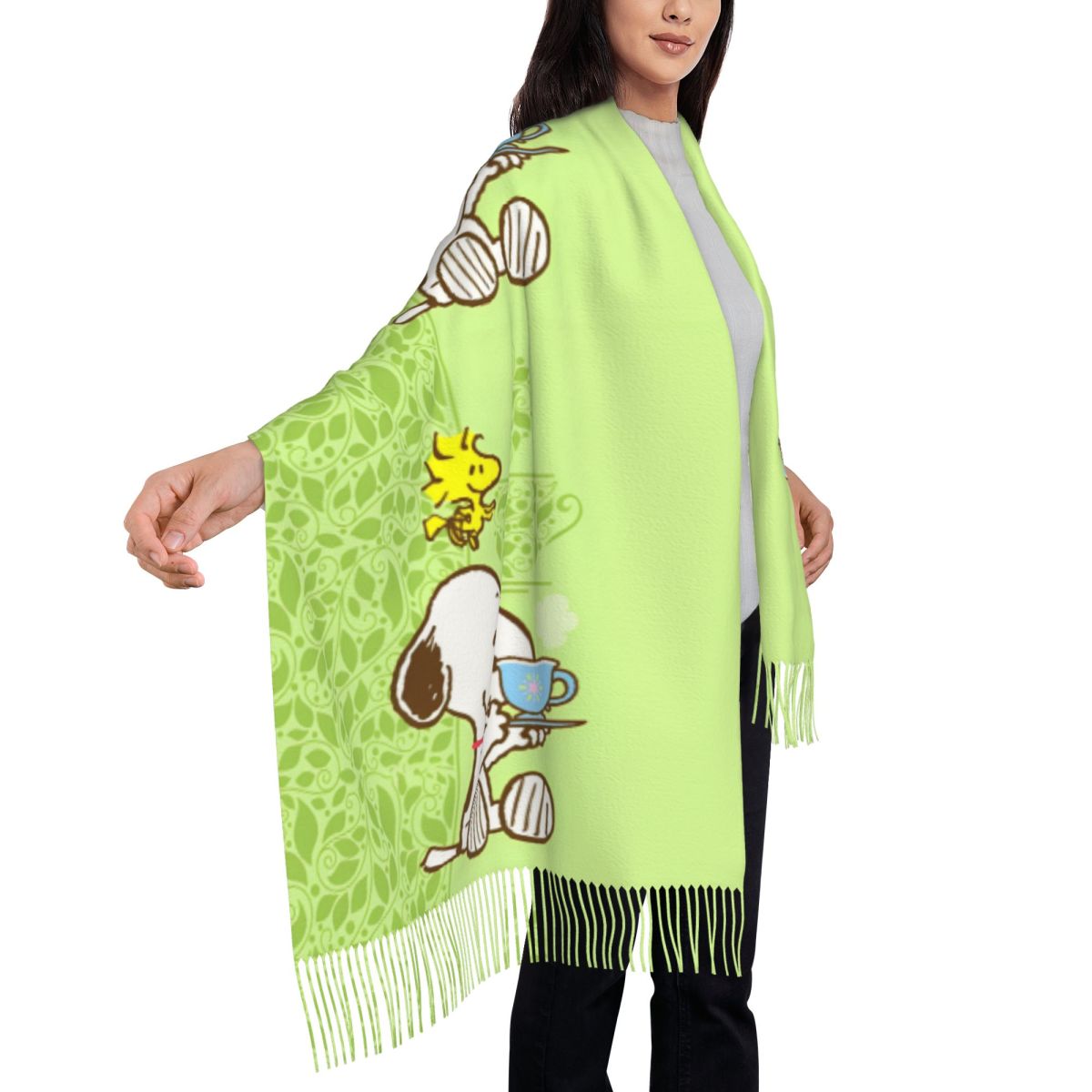 Damski szal z frędzlami, wzór  – Pashmina Wrap Large recenzja i cena