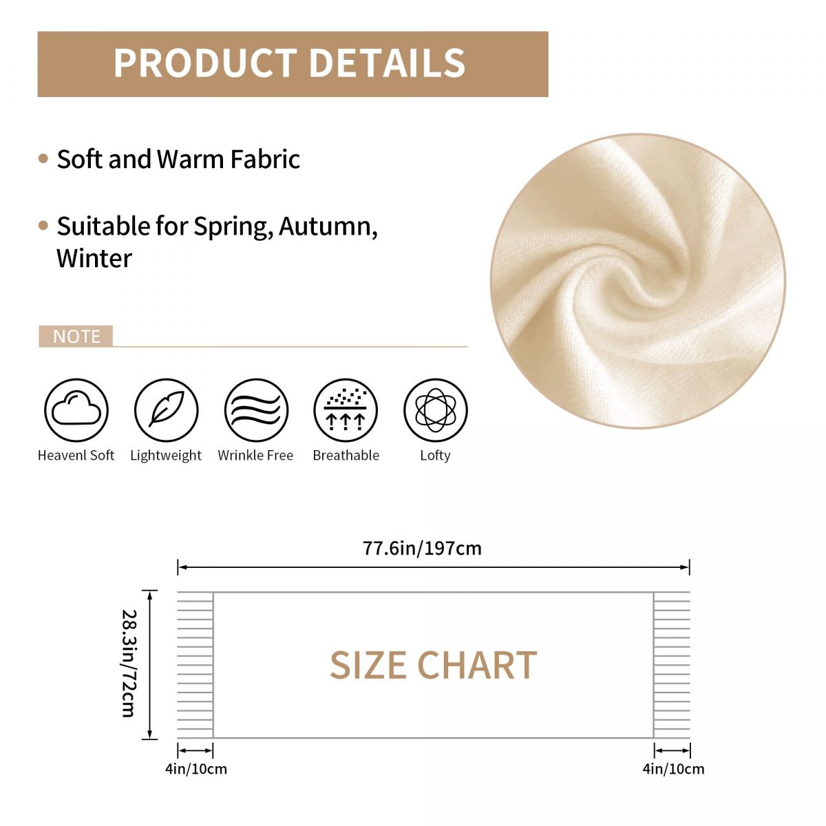 Damski szal z frędzlami, wzór  – Pashmina Wrap Large recenzja i cena
